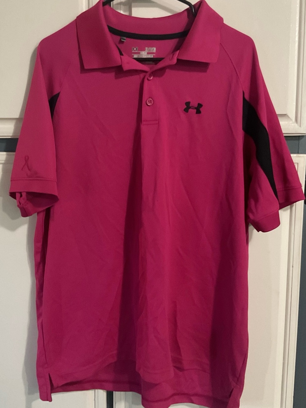 Under Armour Men’s Hot Pink Polo with Black Accents